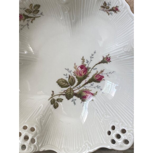 Classic Rose Rosenthal Germany Reticulated Bowl Pink Roses Gold Trim 7.5" - Picture 4 of 9